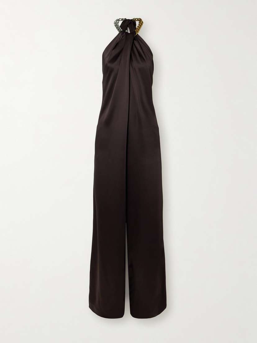 Stella McCartney Chain-embellished Satin Jumpsuit