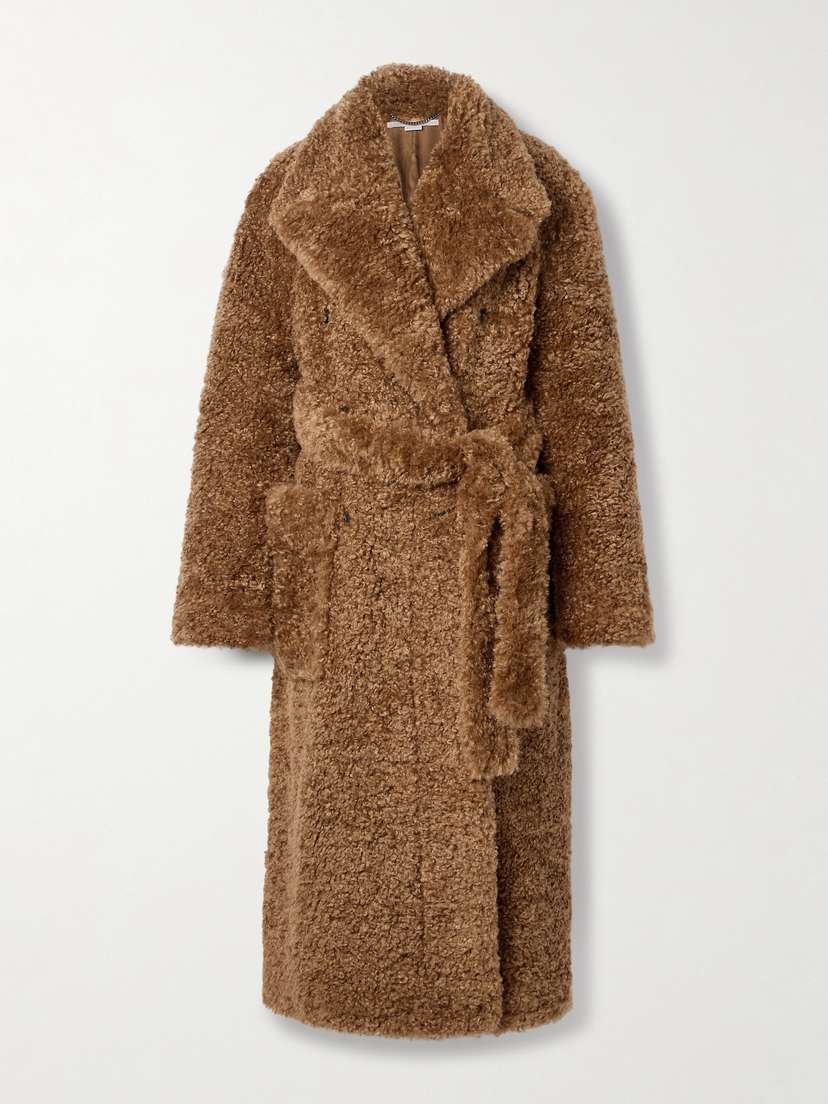 Stella McCartney Teddy Belted Double-breasted Faux Shearling Coat