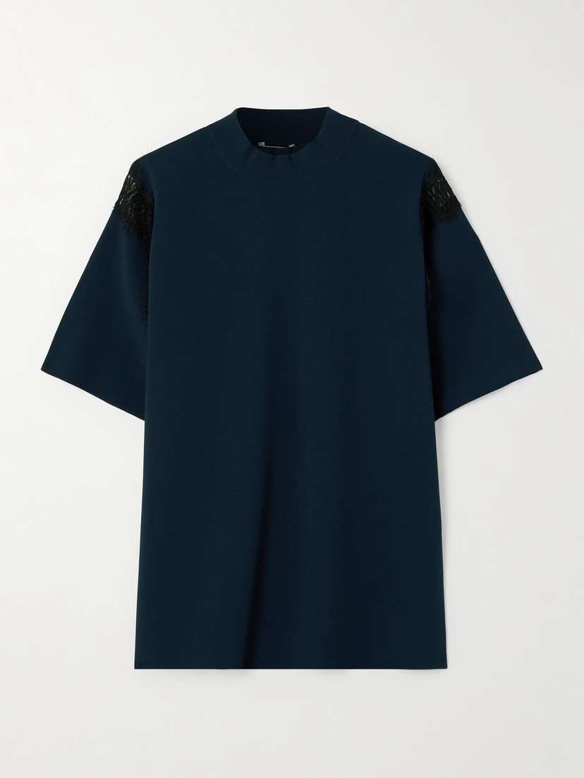 Stella McCartney Lace-trimmed Crepe-jersey T-shirt