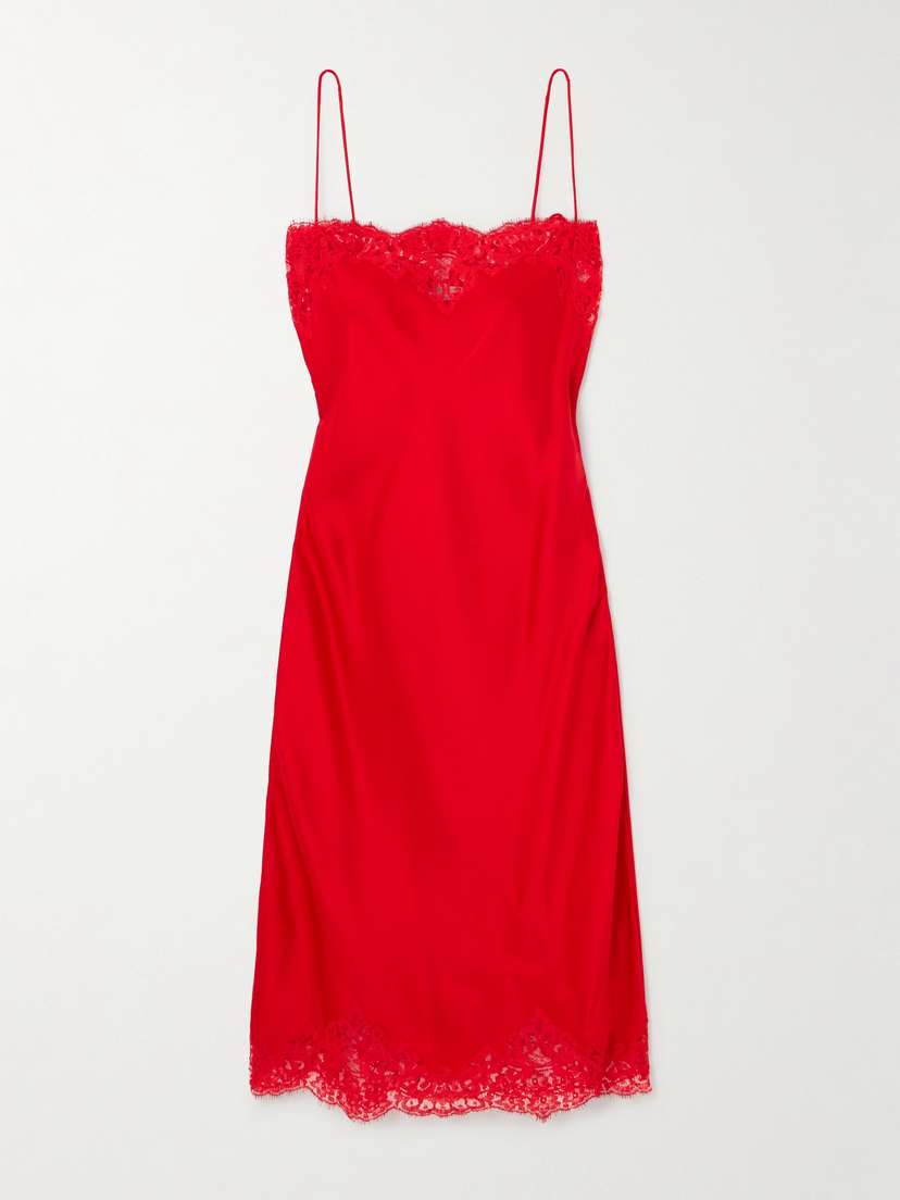 Stella McCartney Lace-trimmed Satin Midi Dress