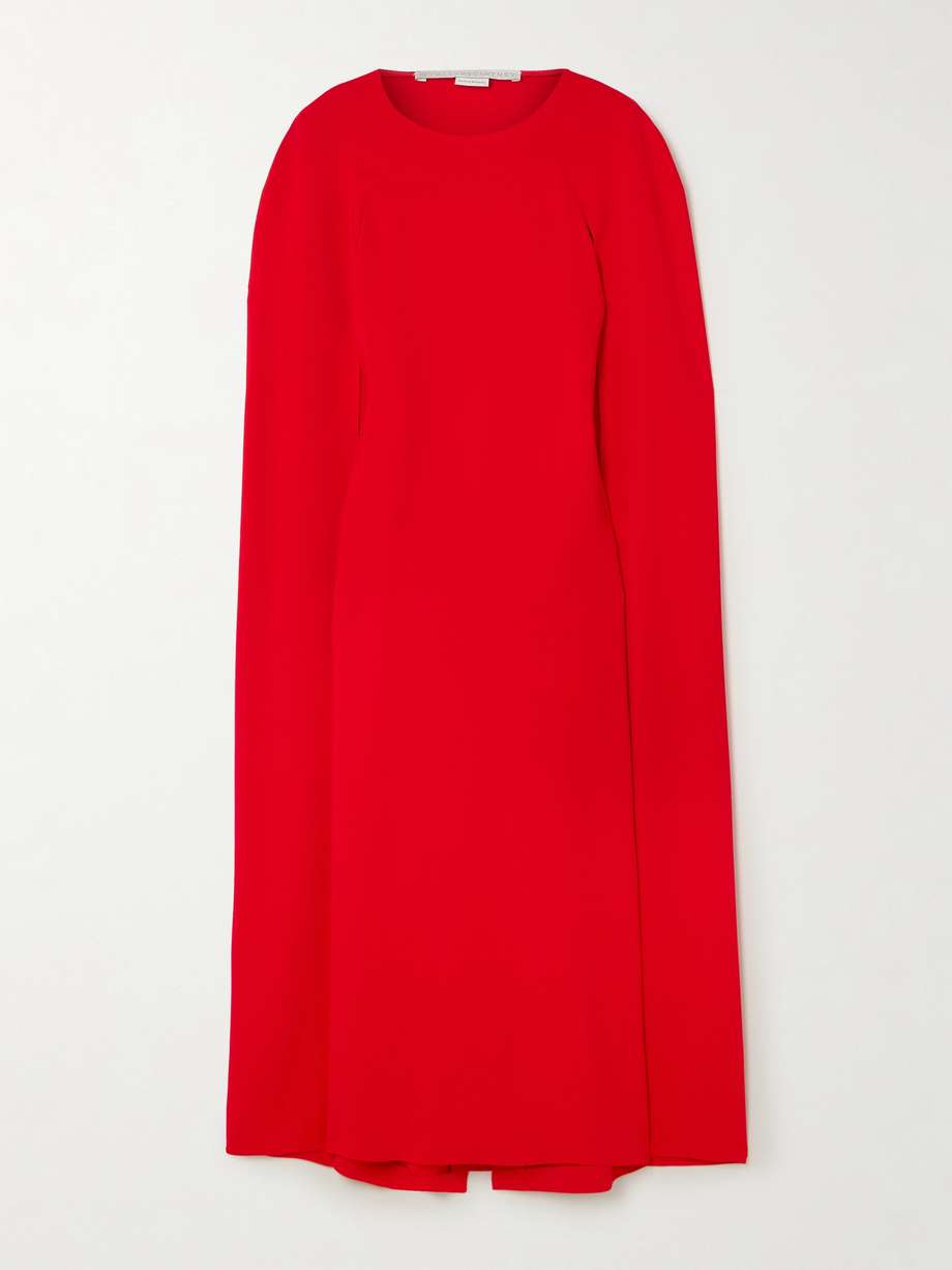cape-effect stretch-crepe midi dress