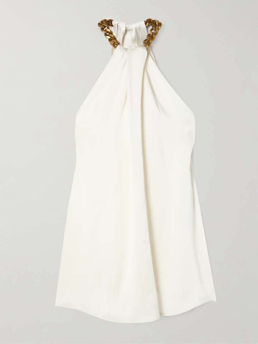 Stella McCartney Chain-embellished Draped Satin Blouse