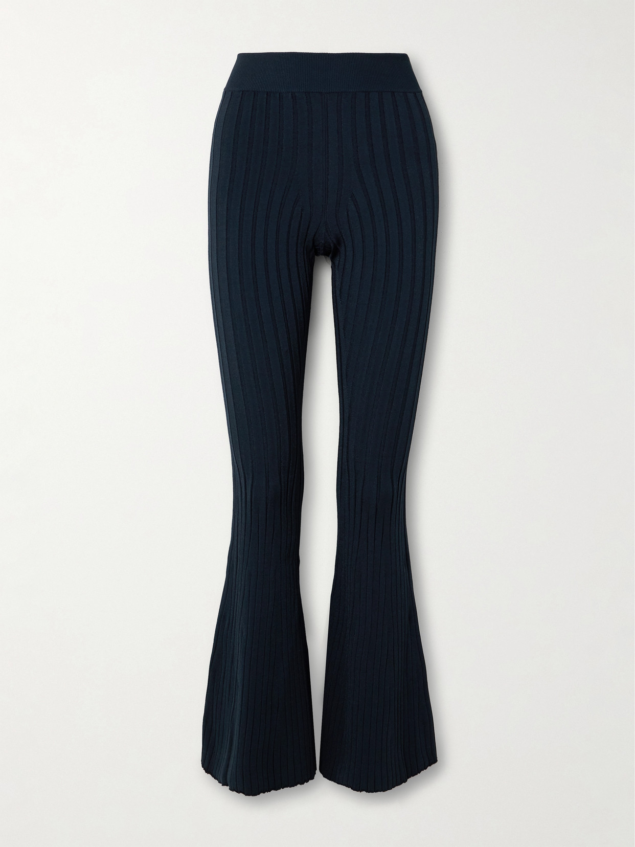 Stella Mccartney Ribbed-knit Flared Pants In Blue
