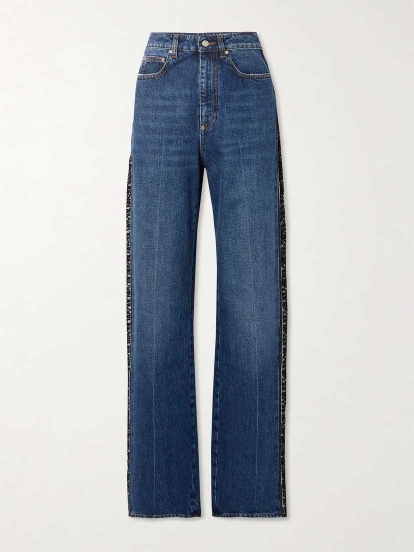 Stella McCartney Lace-trimmed High-rise Straight-leg Jeans