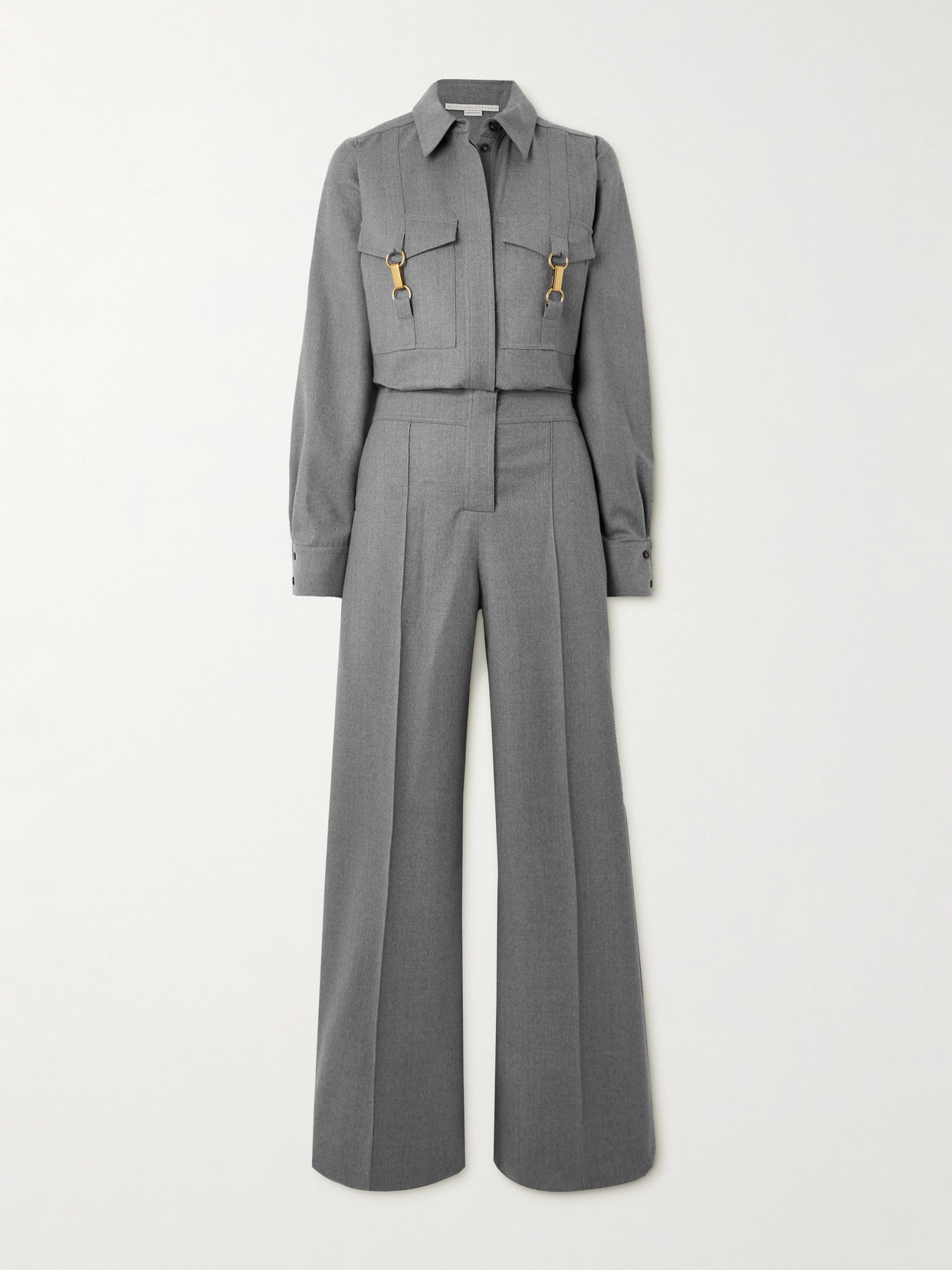 Stella Mccartney Embellished Wool-twill Jumpsuit In Grey