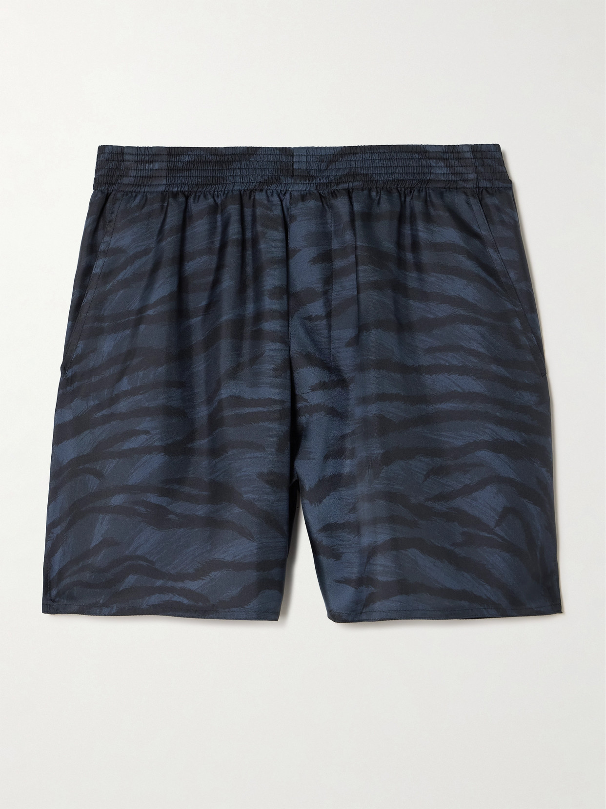 Stella Mccartney Zebra-print Silk Shorts In Blue