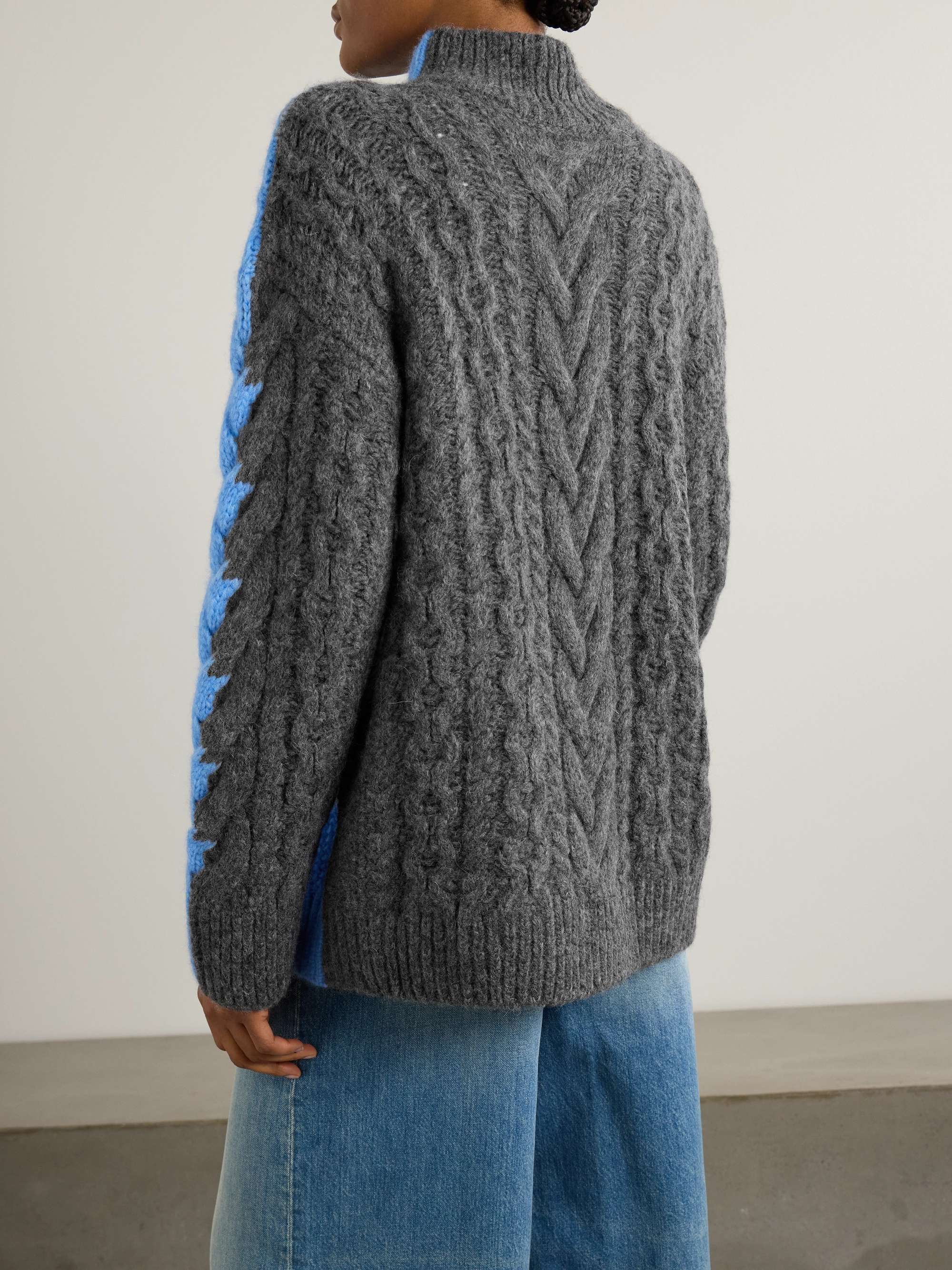 STELLA MCCARTNEY Oversized two-tone cable-knit alpaca-blend