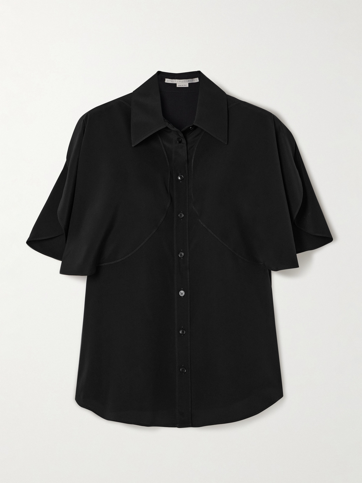 Stella Mccartney Paneled Silk-crepe Shirt In Black