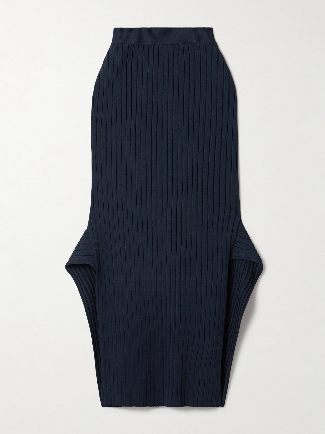 Stella Mccartney Ribbed-knit Midi Skirt In Blue