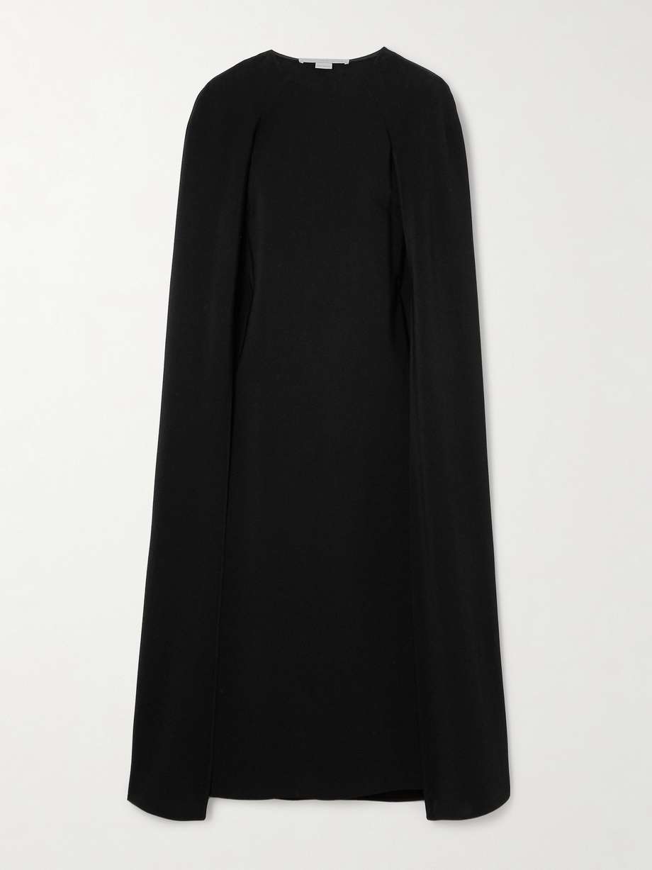 cape-effect crepe midi dress