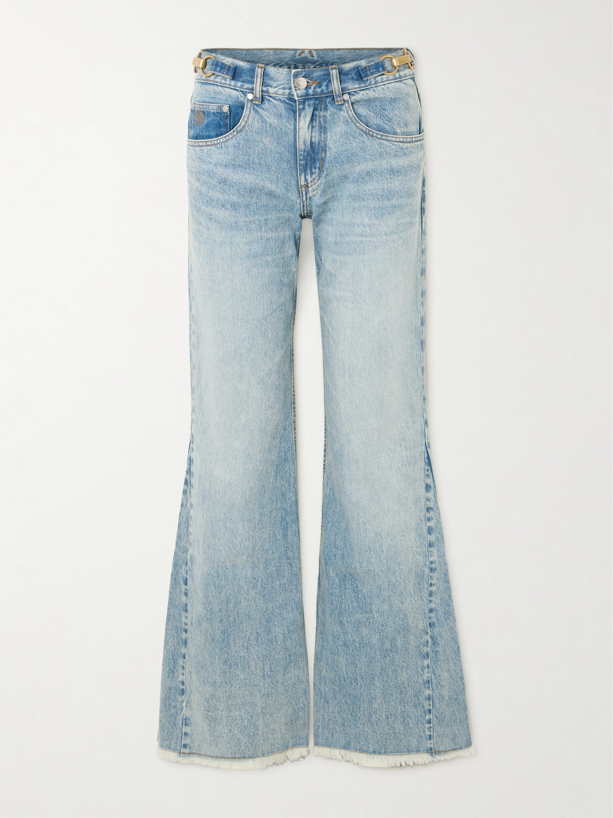 Stella McCartney - Frayed Embellished Flared Jeans - Blue