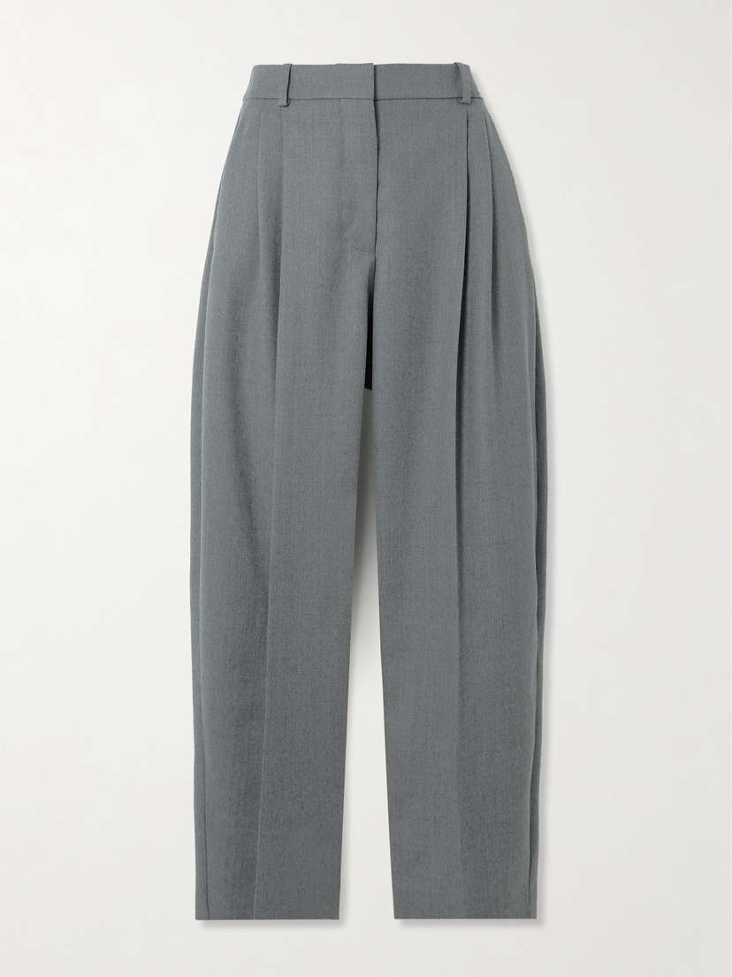 Stella McCartney Cropped Pleated Wool Tapered Pants