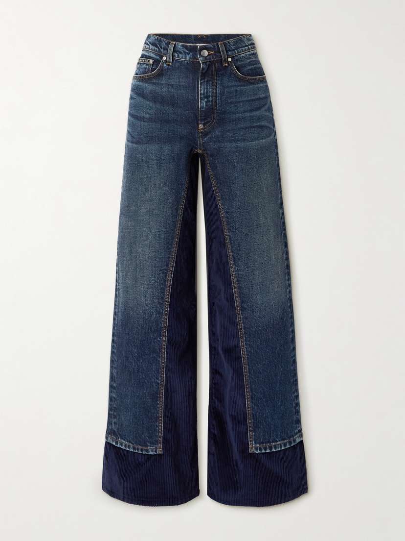 Stella McCartney Corduroy Trimmed High-rise Wide-leg Jeans