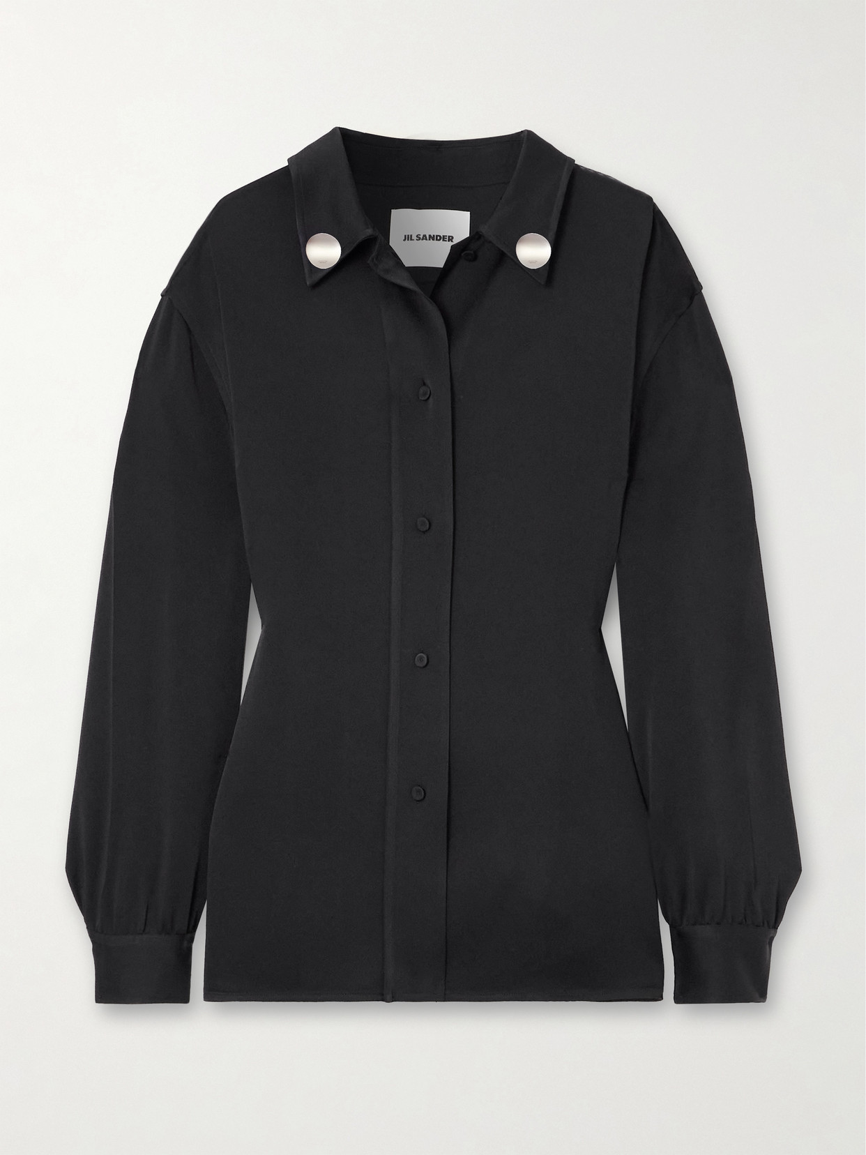 Jil Sander Embellished Satin-crepe Shirt In Black