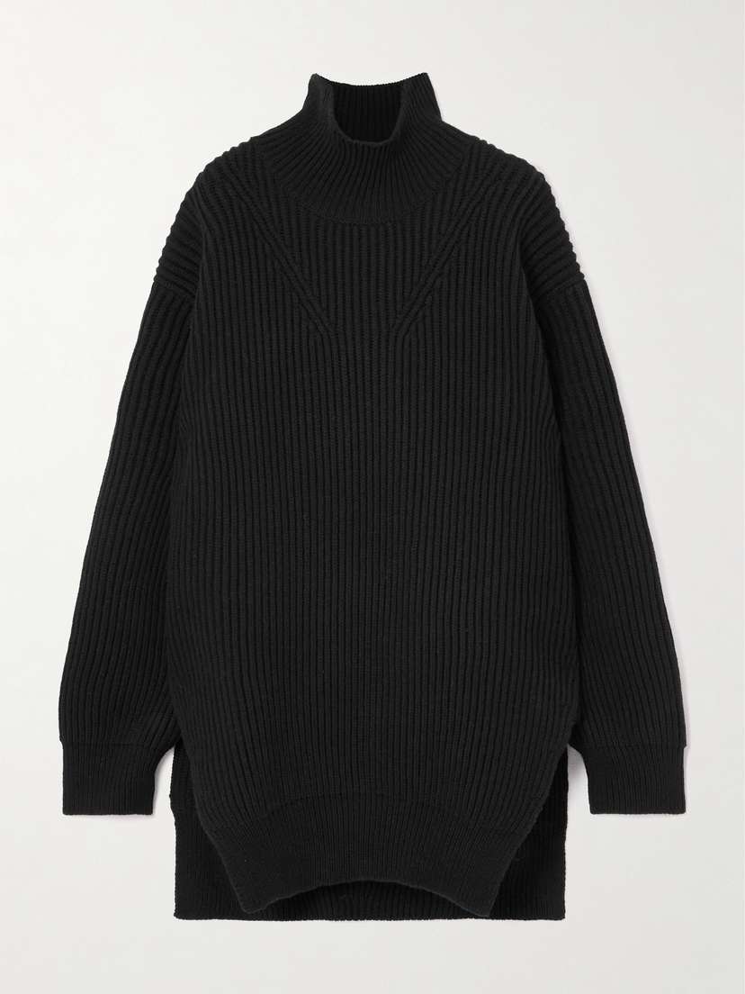 Jil Sander Oversized Ribbed Wool Turtleneck Sweater