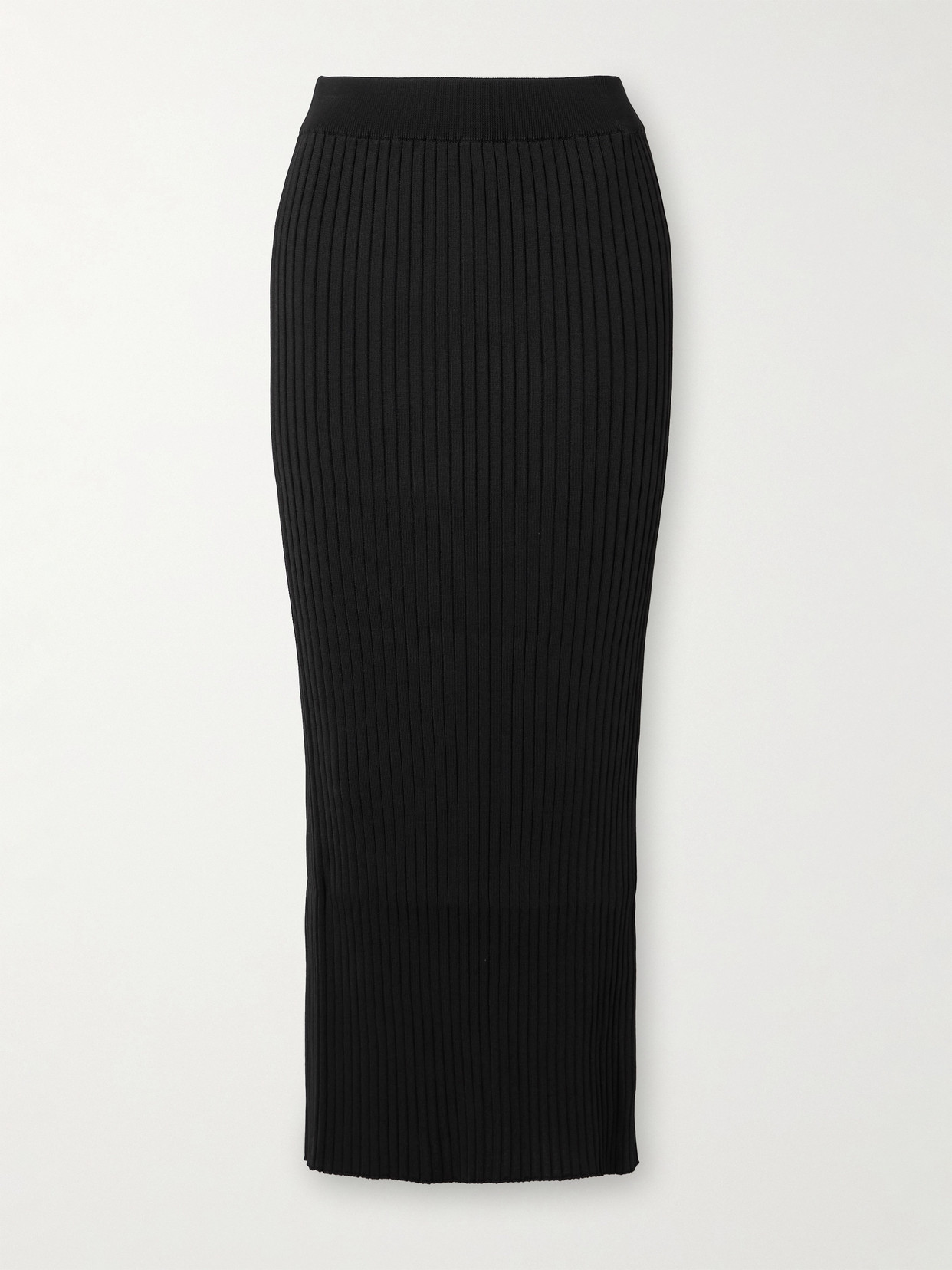 Jil Sander Snap-button Rib-knit Maxi Skirt In Black