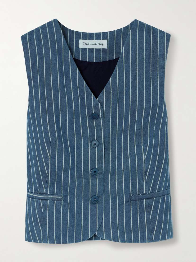 The Frankie Shop Clare Striped Denim Vest