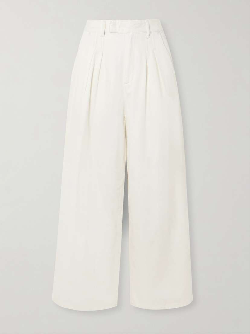 The Frankie Shop Nolan Pleated Denim Wide-leg Pants - x large