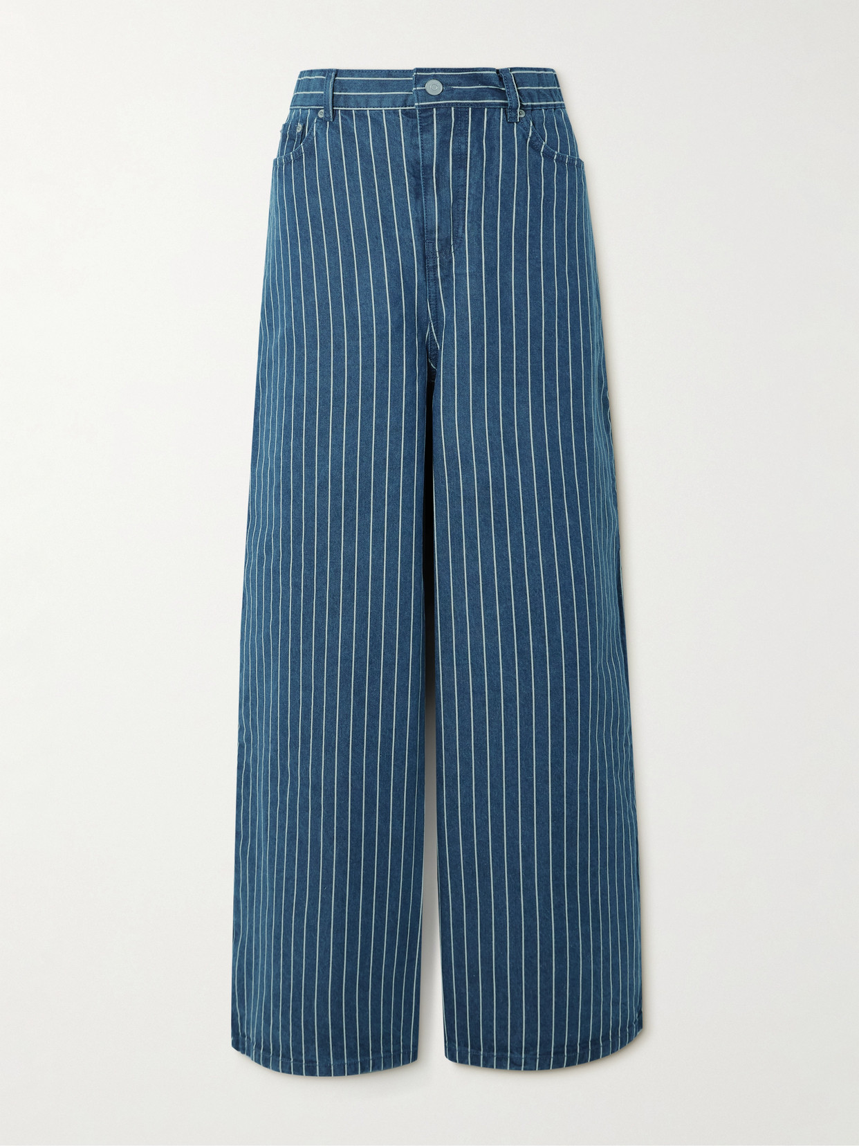 The Frankie Shop Sasha Striped Wide-leg Jeans In Blue