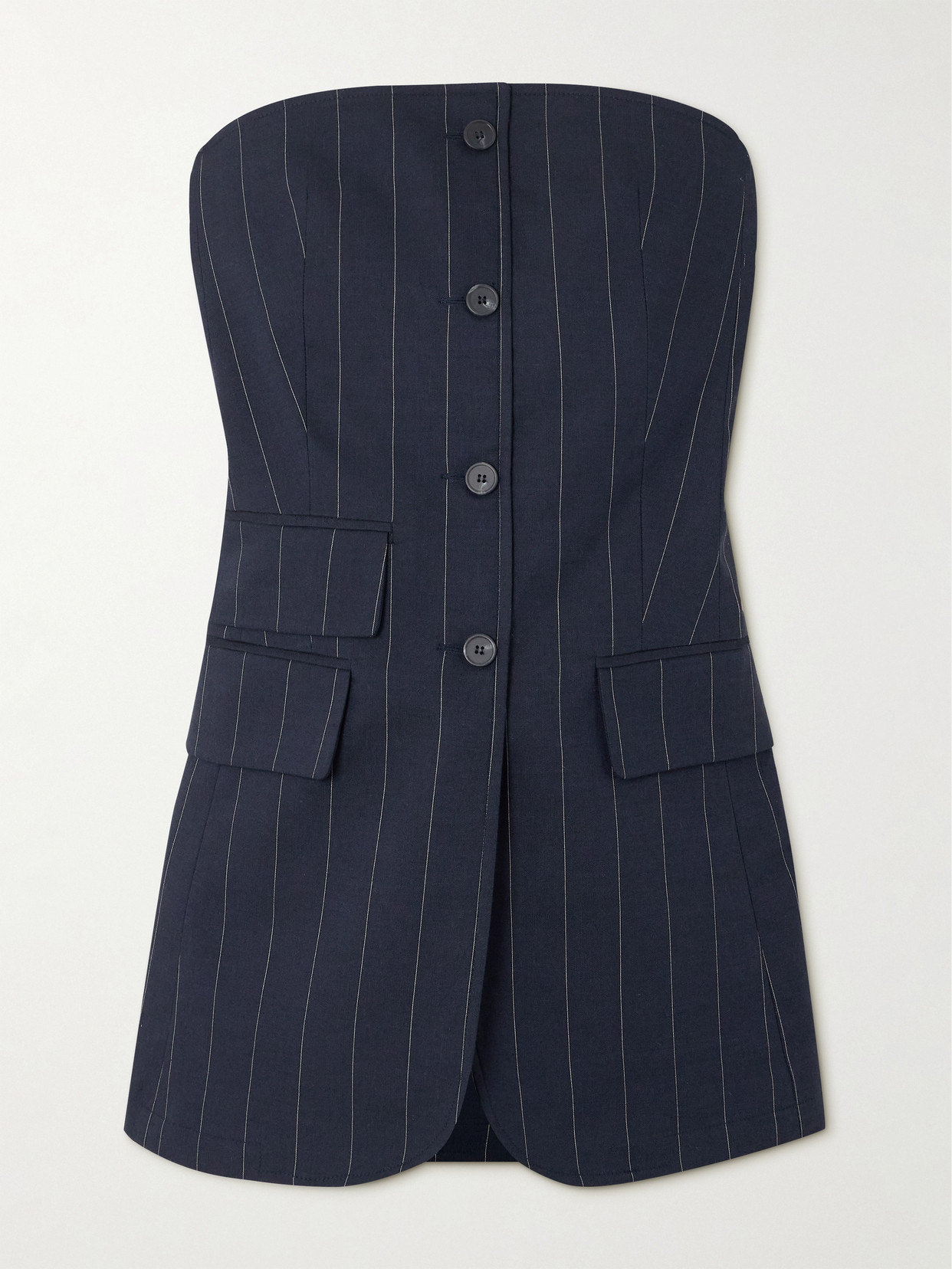 The Frankie Shop - Sunny Strapless Striped Twill Vest - Blue