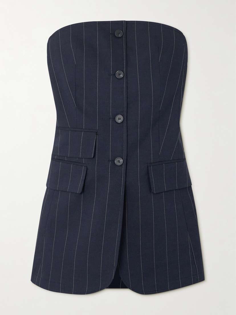 The Frankie Shop Sunny Strapless Striped Twill Vest