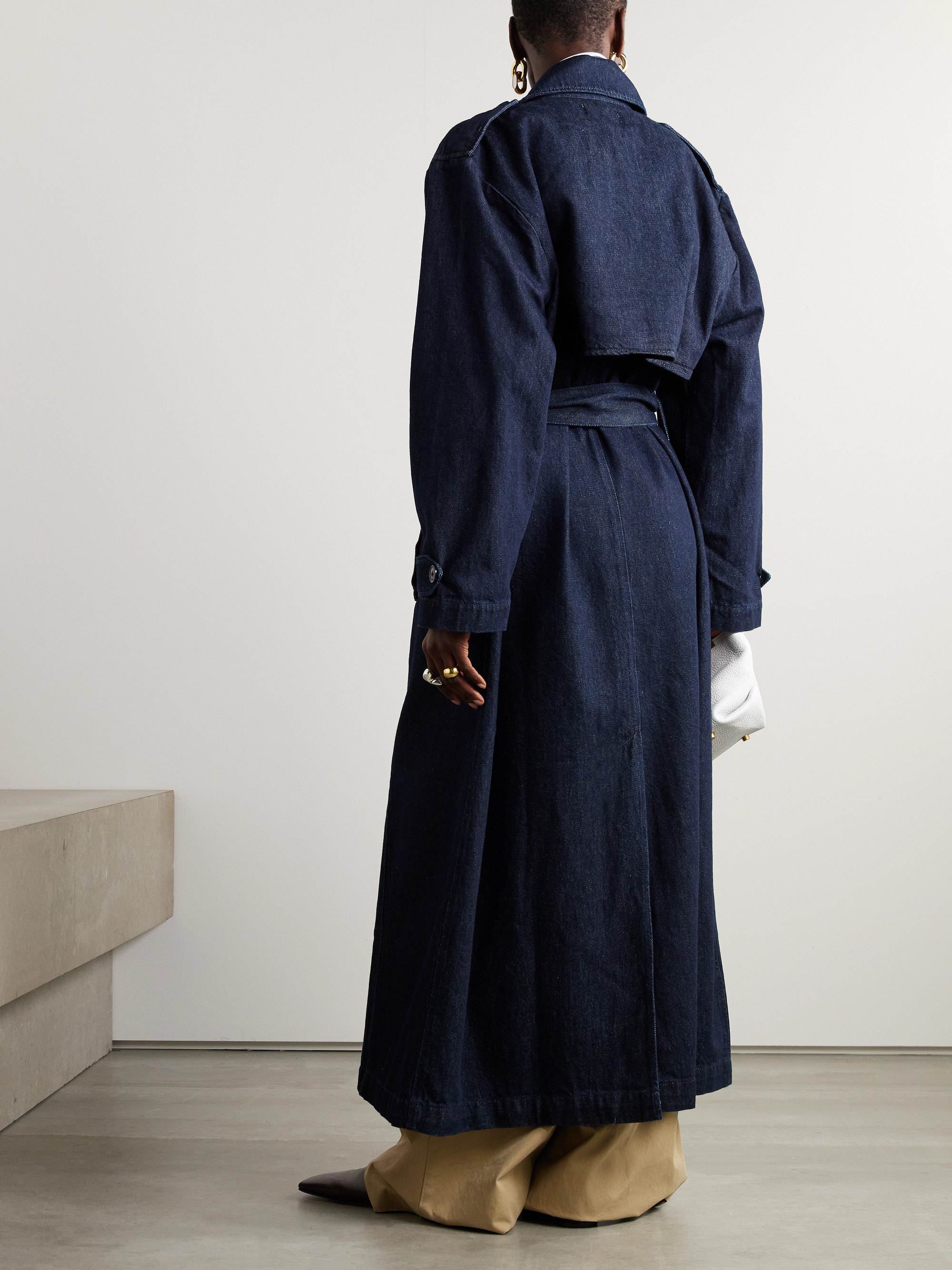 The Frankie Shop Double-breasted denim trench coat