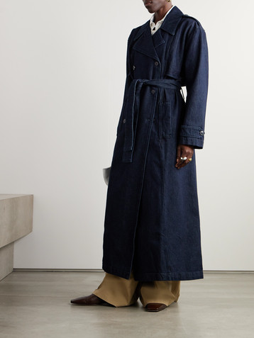 The Frankie Shop Double-breasted denim trench coat