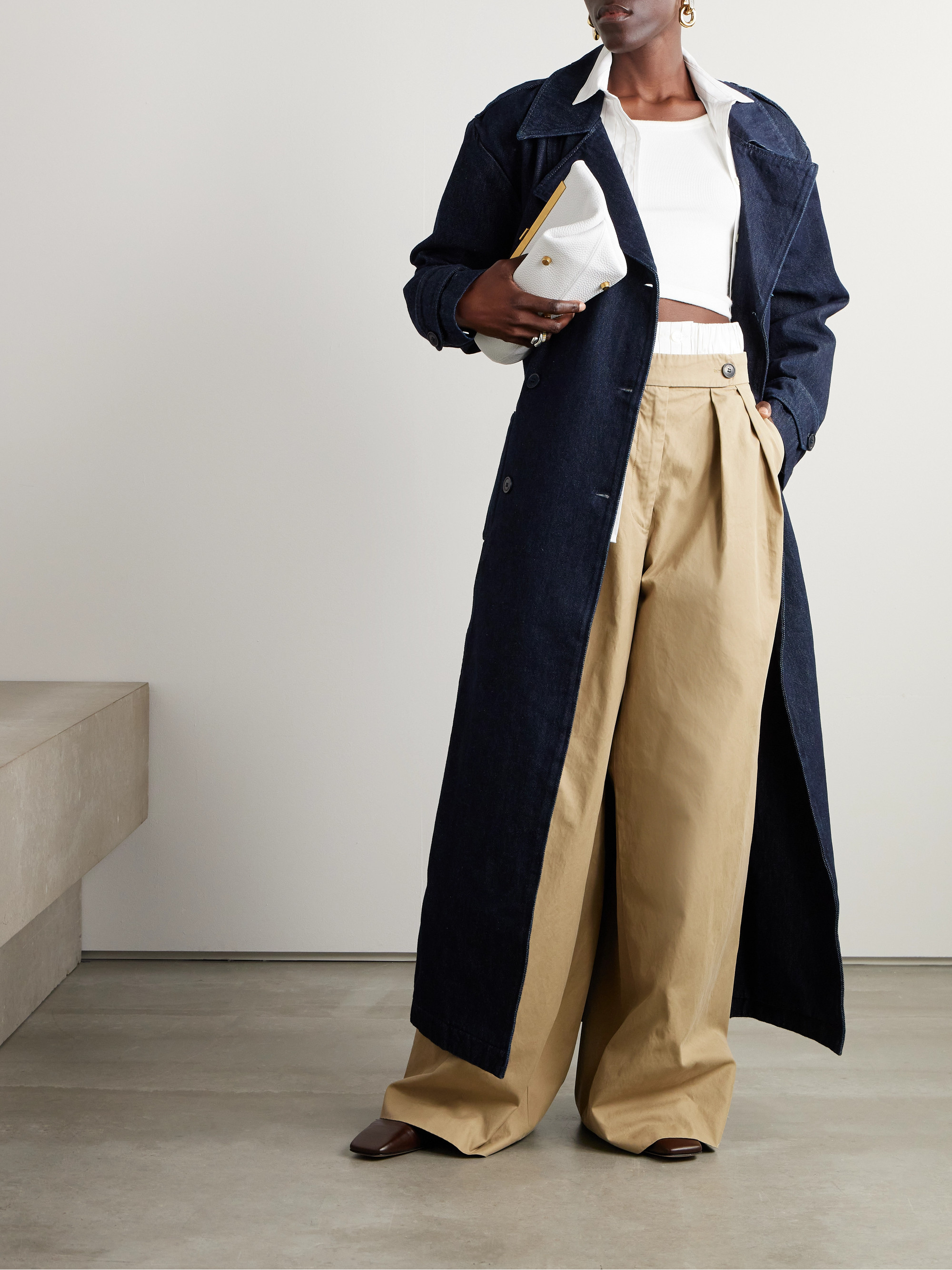 The Frankie Shop Double-breasted denim trench coat