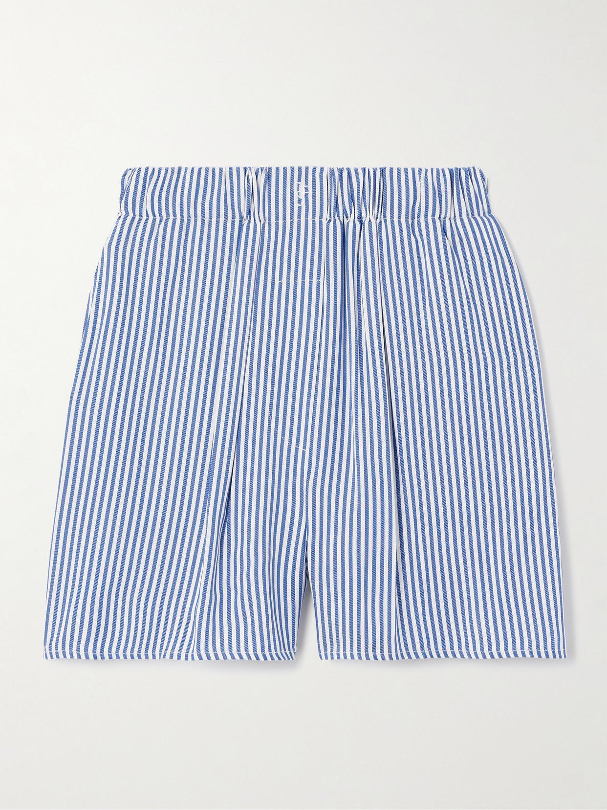 The Frankie Shop Lui Striped Twill Boxer Shorts In Blue