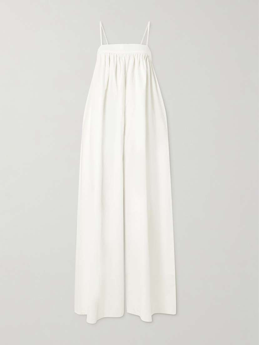 The Frankie Shop Maude Gathered Denim Jumpsuit