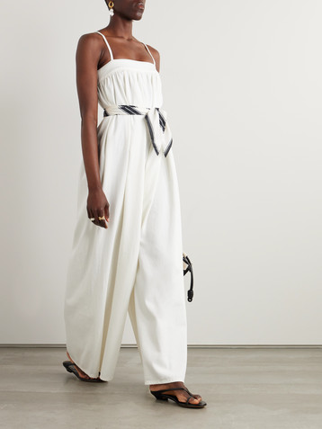 The Frankie Shop Maude gathered denim jumpsuit