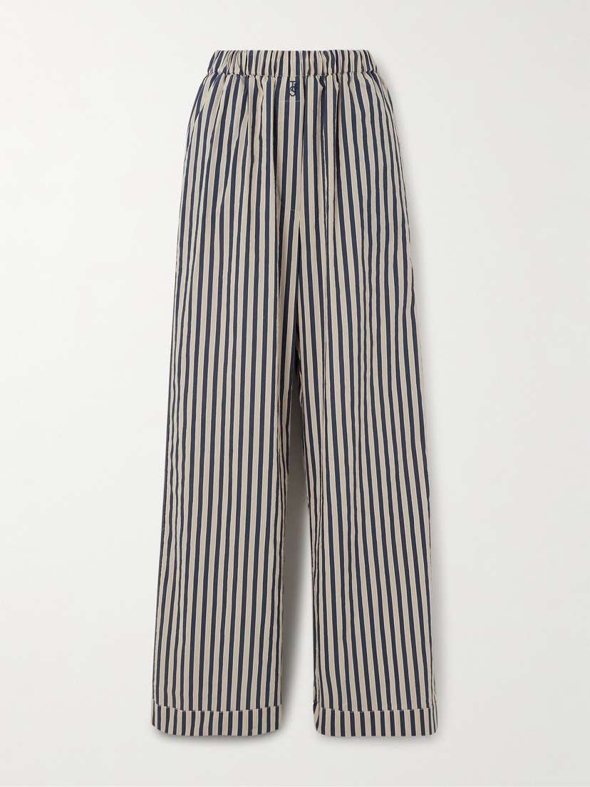 The Frankie Shop Mirca Striped Cotton-blend Poplin Wide-leg Pants - x large