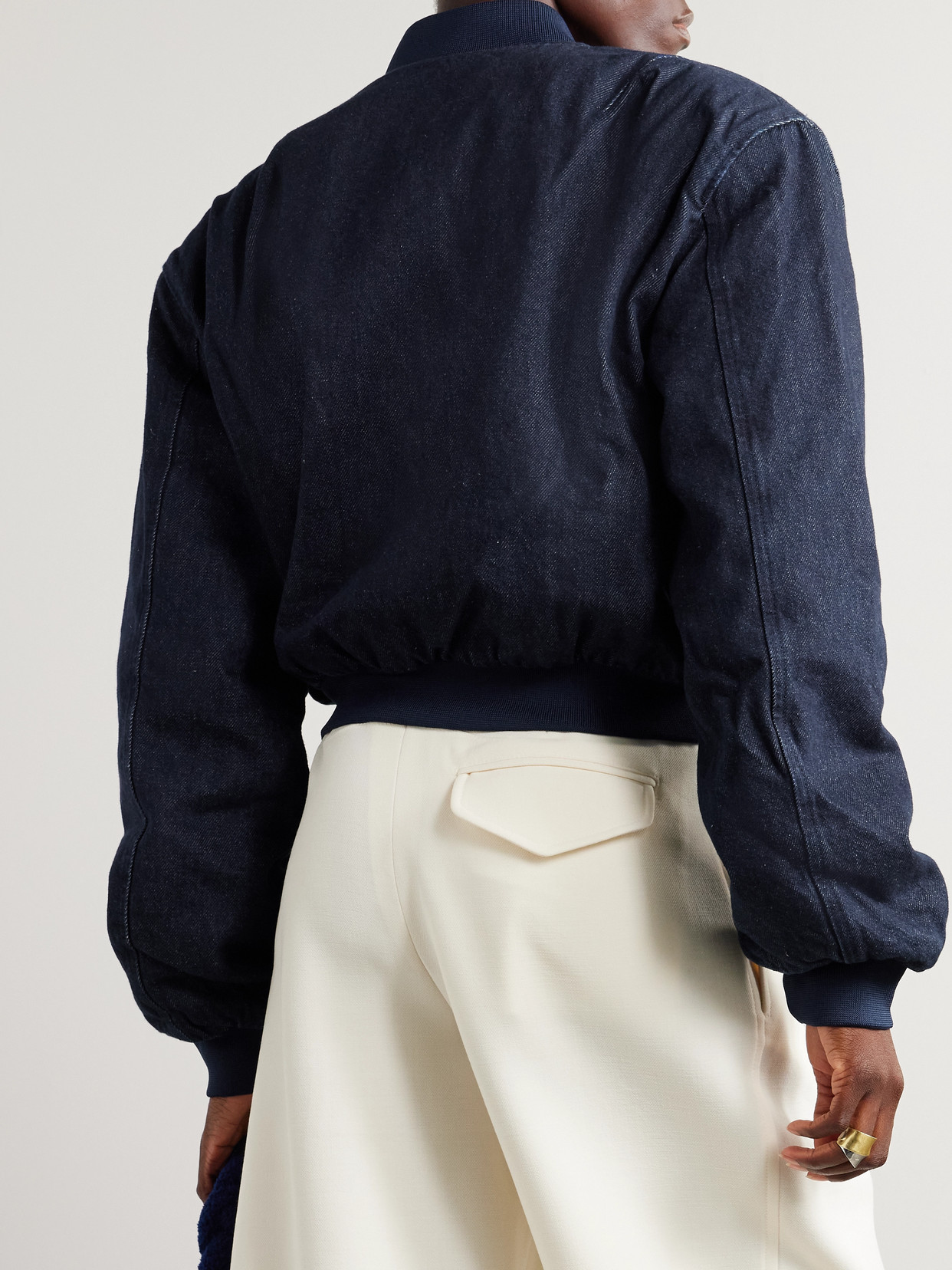 The Frankie Shop Micky Padded Denim Bomber In Blue