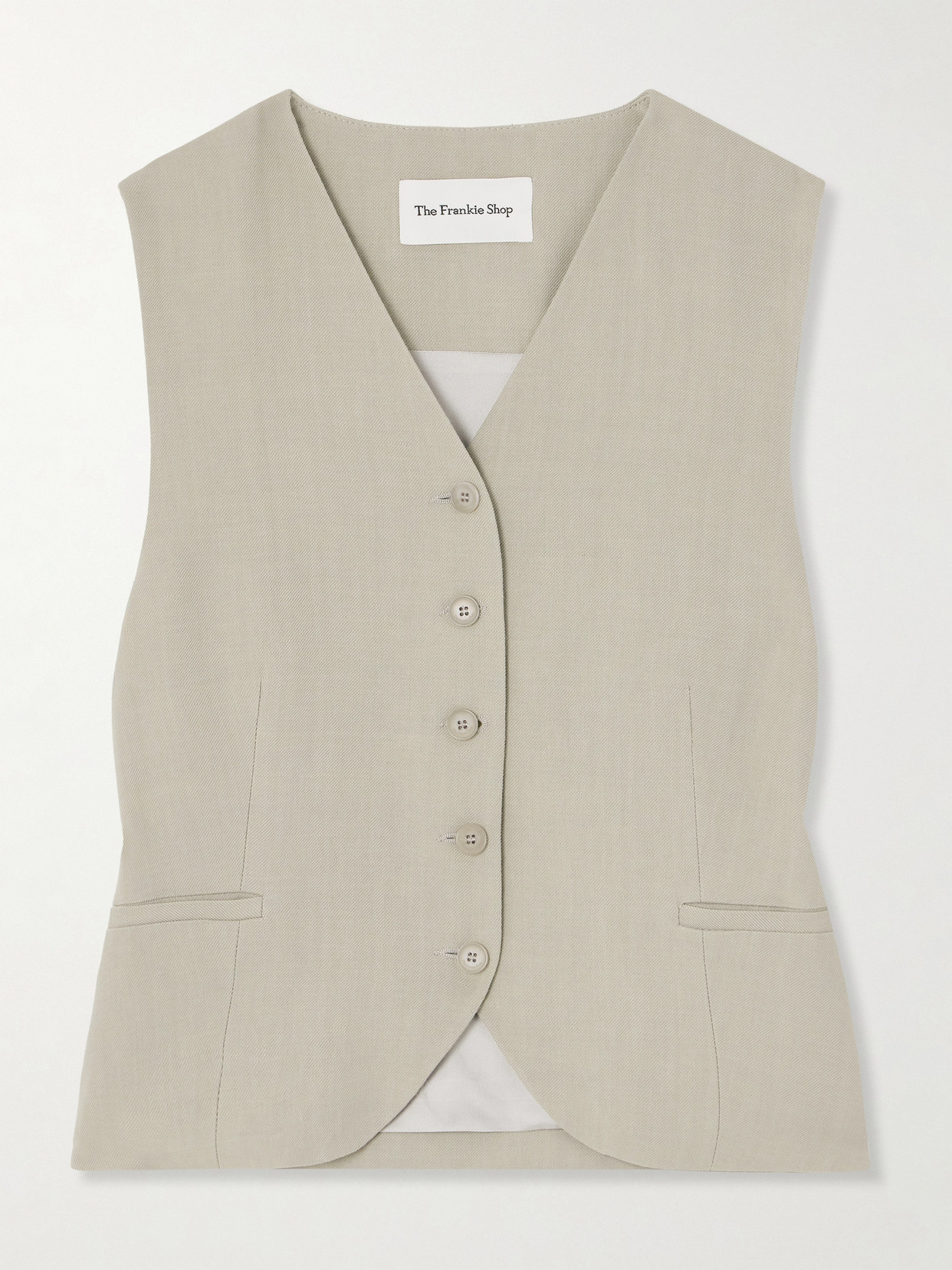 The Frankie Shop Chelsea Twill Waistcoat In Green