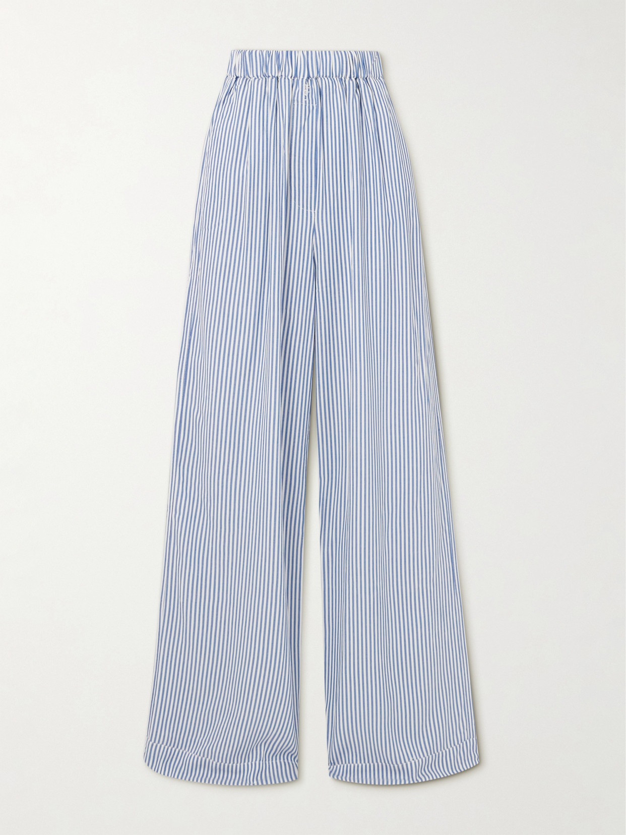 The Frankie Shop Mirca Striped Twill Wide-leg Pants In Blue
