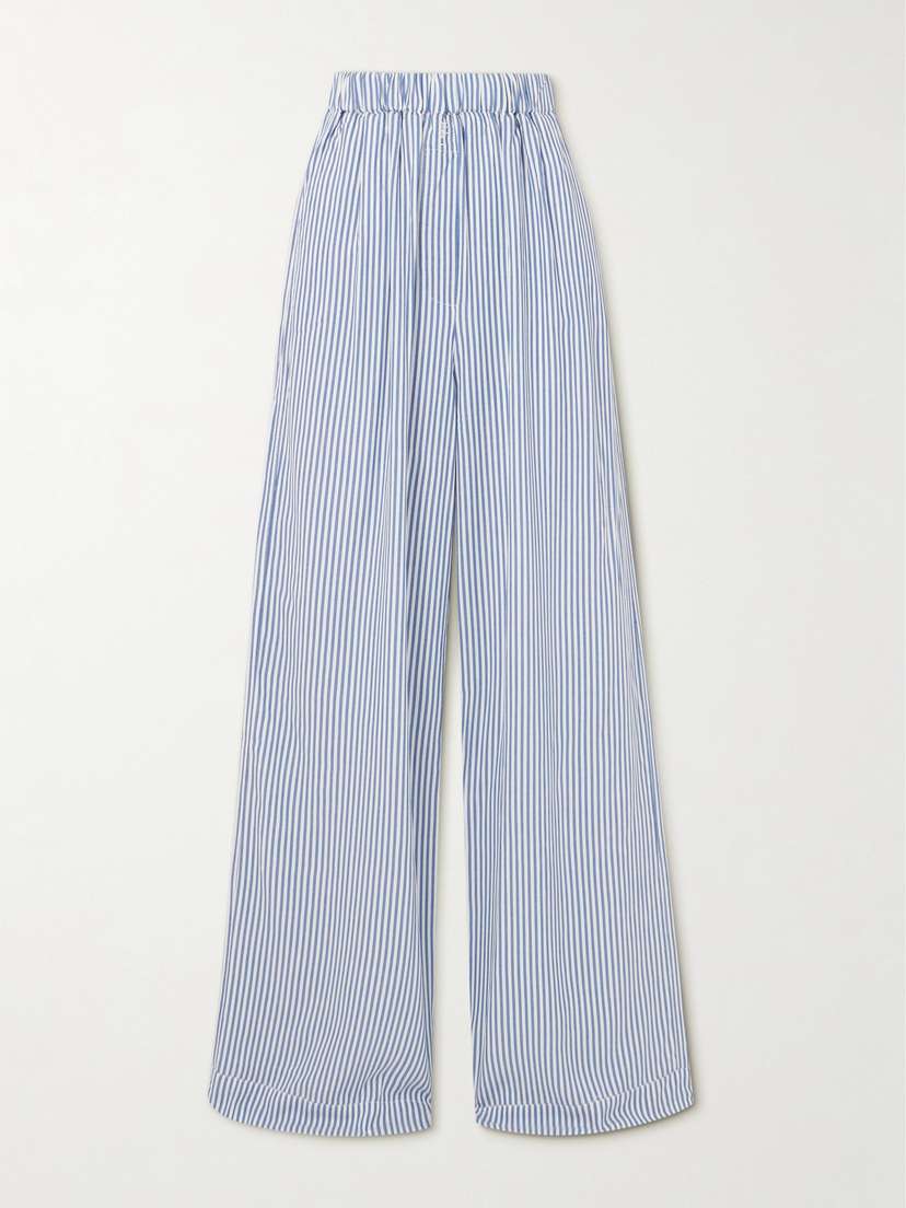 The Frankie Shop Mirca Striped Twill Wide-leg Pants