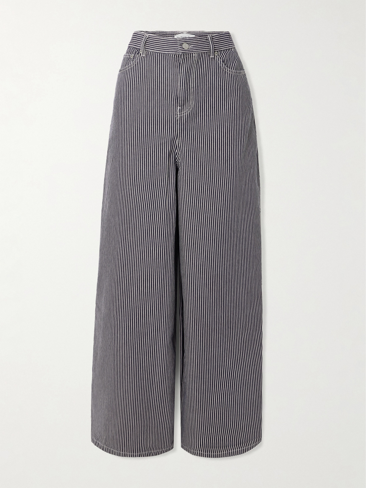 The Frankie Shop Sasha Striped High-rise Wide-leg Jeans In Blue
