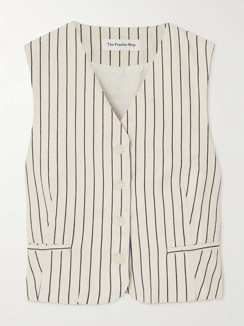 The Frankie Shop Clare Striped Denim Vest