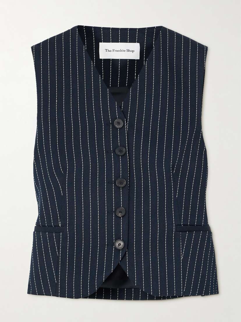 The Frankie Shop Chelsea Pinstriped Twill Vest