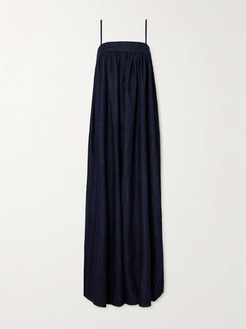 The Frankie Shop Maude Oversized Gathered Denim Jumpsuit