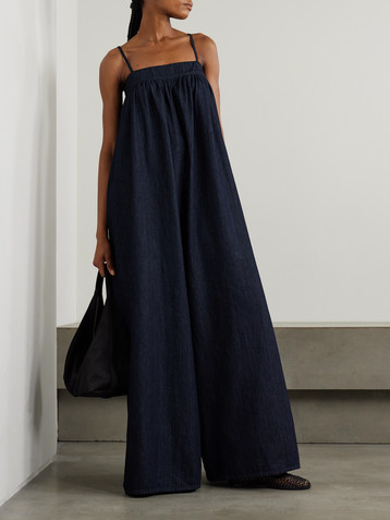 The Frankie Shop Maude oversized gathered denim jumpsuit