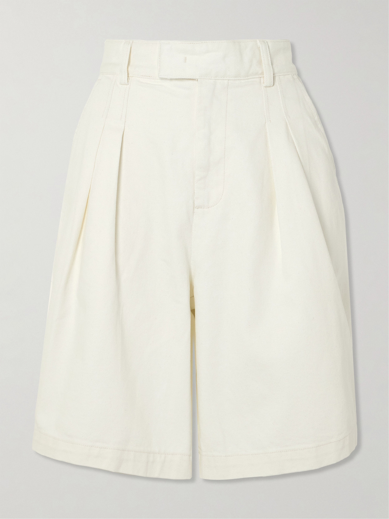 The Frankie Shop Xavier Pleated Denim Shorts In White