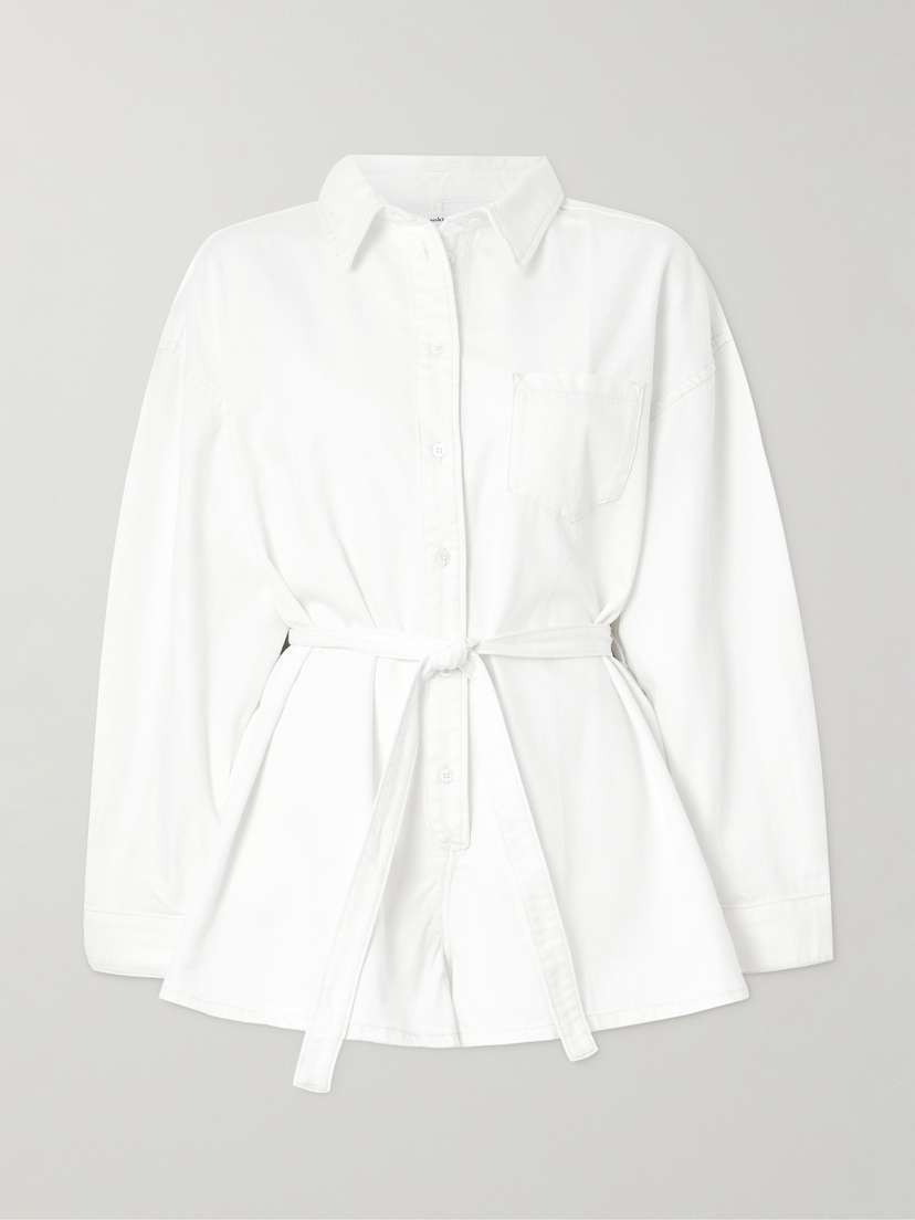 The Frankie Shop Wren Belted Denim Playsuit