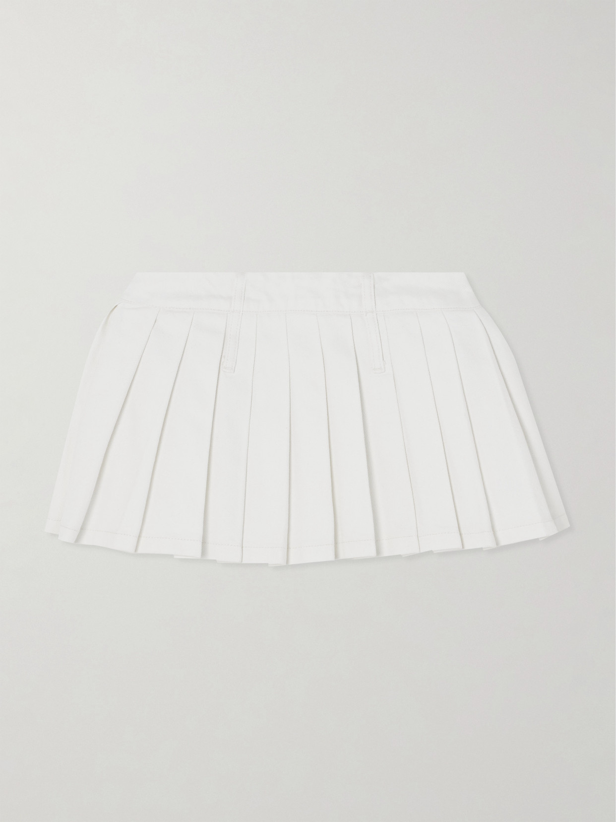 The Frankie Shop Blake Pleated Denim Mini Skirt In White