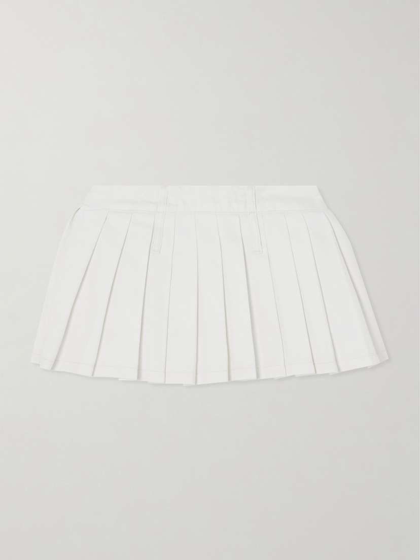 The Frankie Shop Blake Pleated Denim Mini Skirt