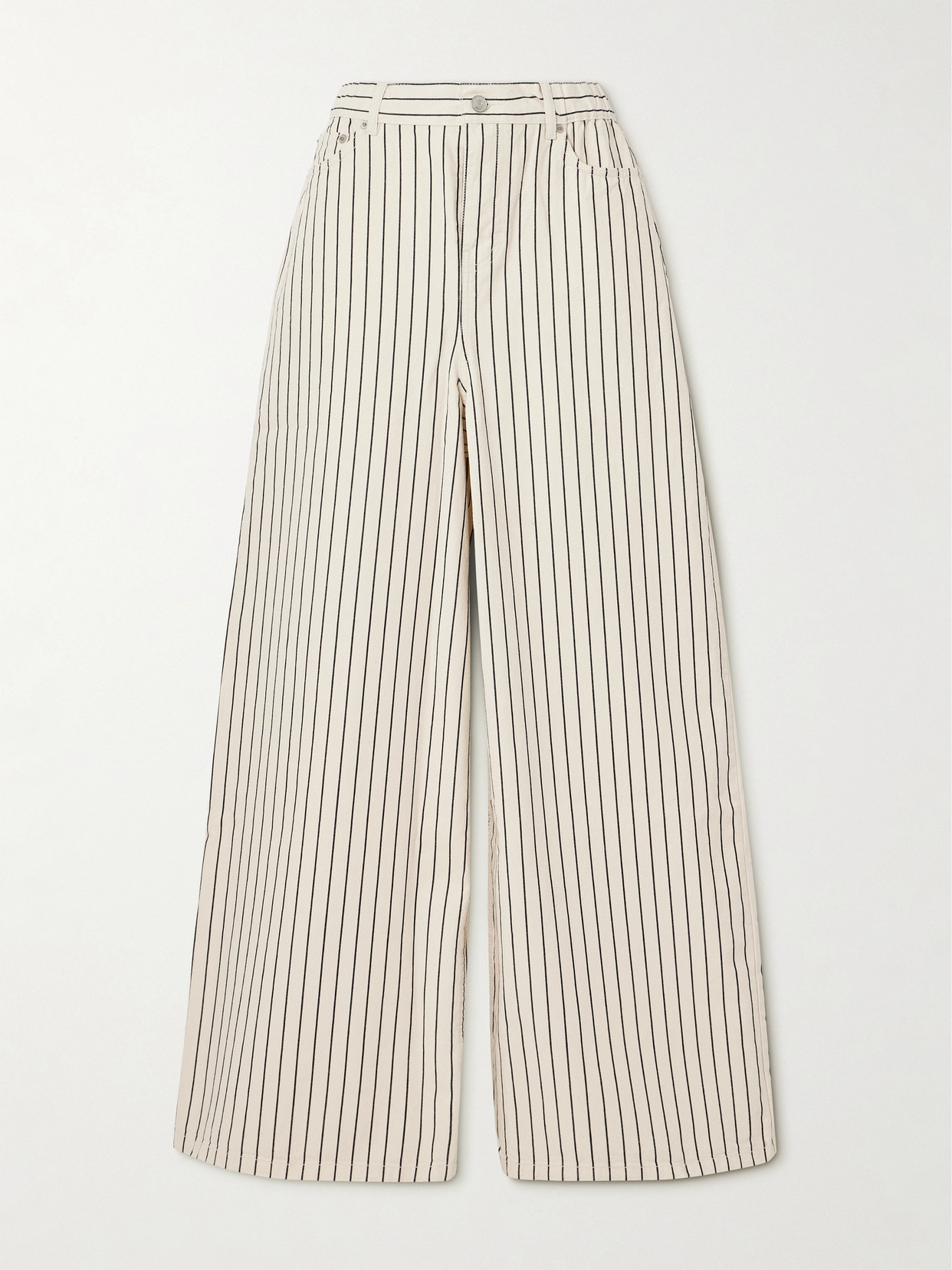 The Frankie Shop Sasha Striped High-rise Wide-leg Jeans In Cream