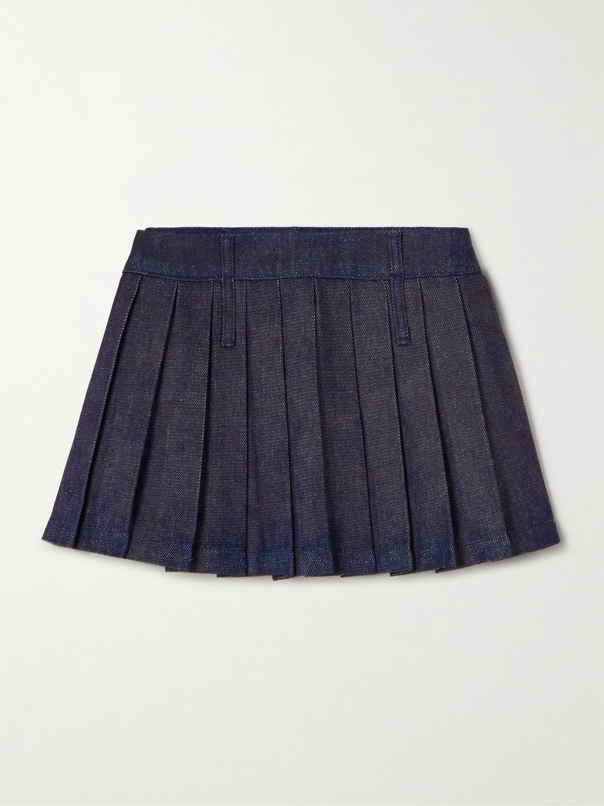 The Frankie Shop Blake Pleated Denim Mini Skirt In Blue