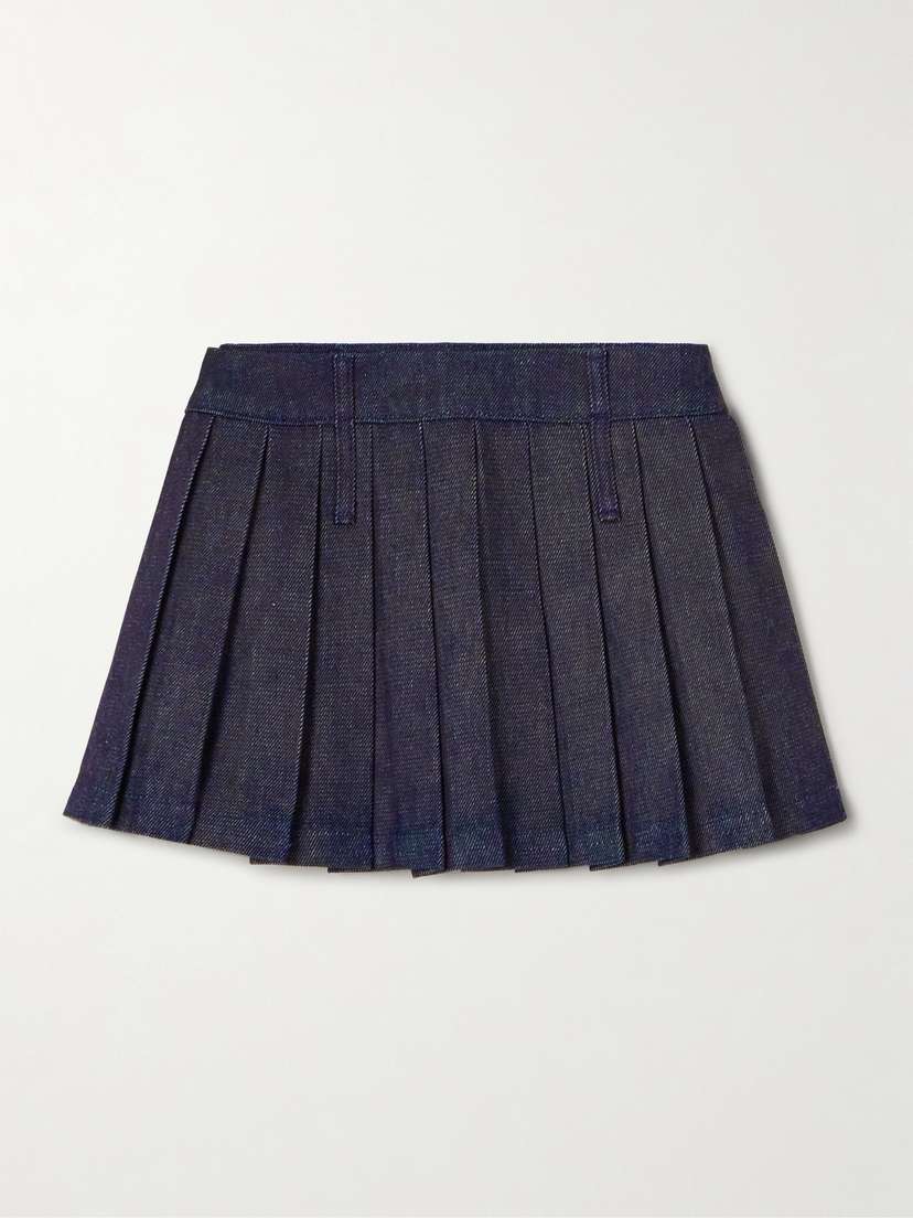 The Frankie Shop Blake Pleated Denim Mini Skirt