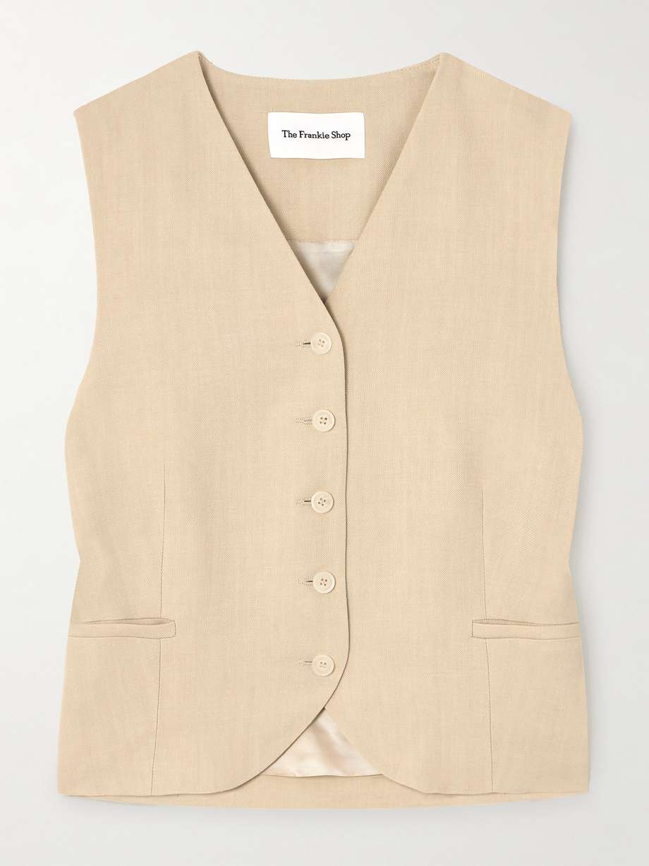 All the coolest fashion editors, celebrities and influencers have been wearing waistcoats for the past few seasons, and the trend shows no signs of slowing down. The Frankie Shop's 'Chelsea' version is made from beige twill blended with touches of breathable linen and has a relaxed shape that's lined for smoothness.
