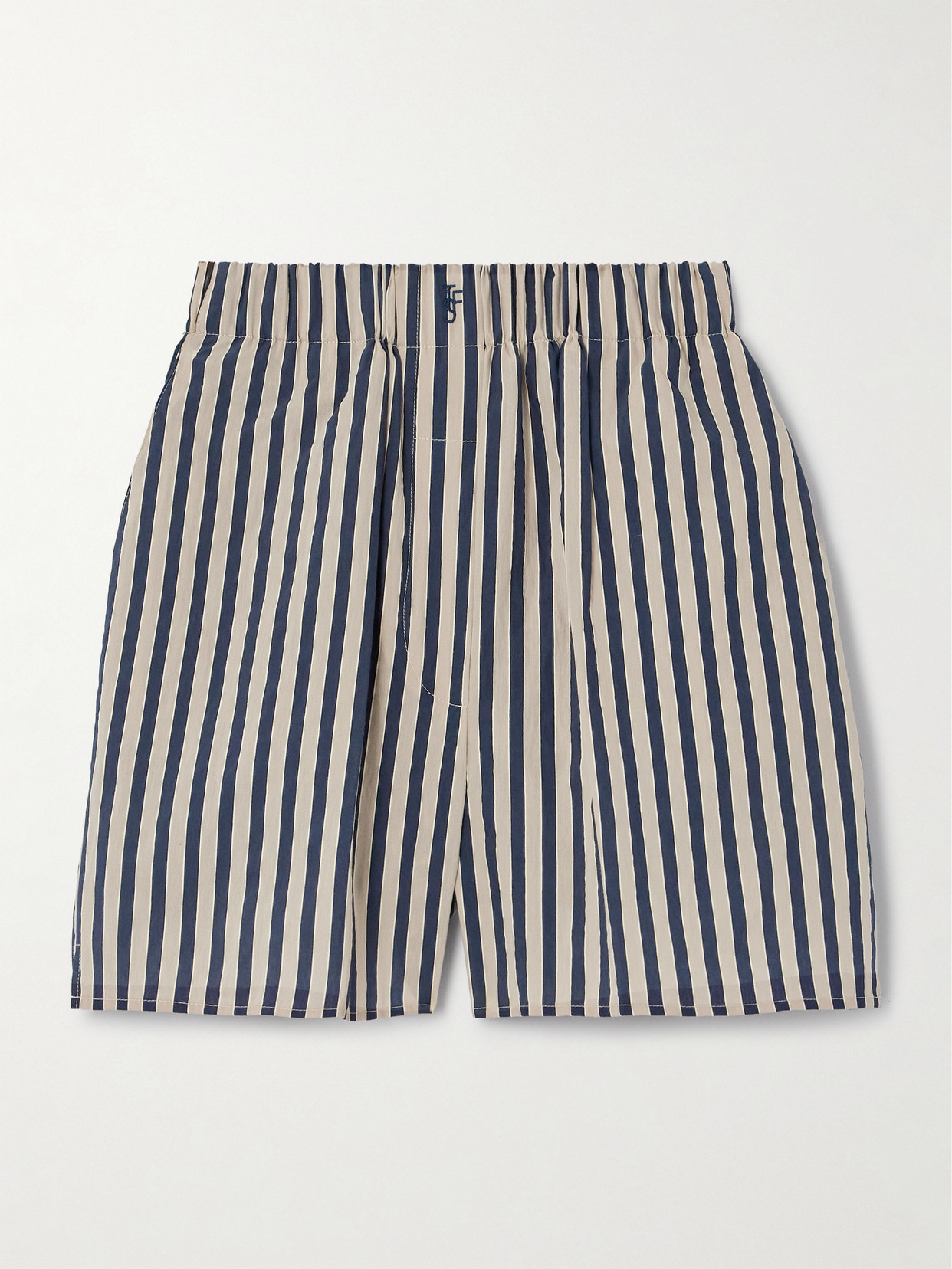 The Frankie Shop Lui Striped Cotton-blend Boxer Shorts In Brown